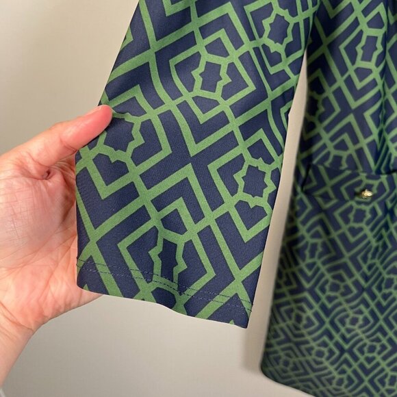 Jude Connally Sabine Shift Dress Size Small Green Blue LIghtweight Work Travel - Picture 5 of 9